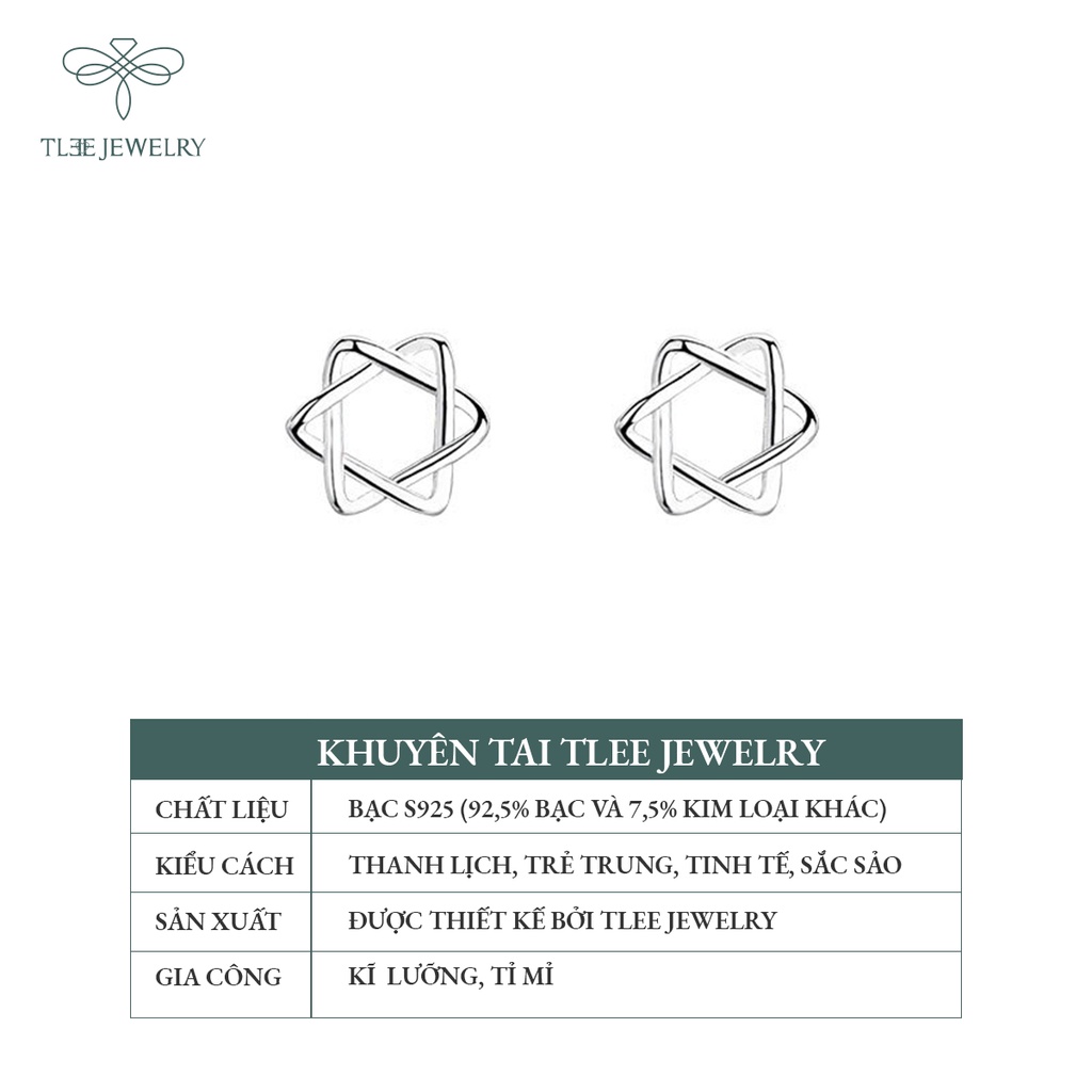 Khuyên tai bạc nữ TLEE bông tai sao đan trơn basic cá tính NCJ B0166