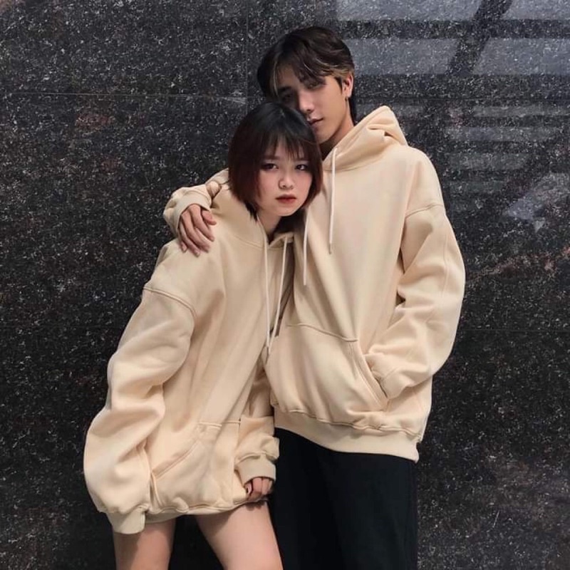 Áo Hoodie Trơn Nam Nử Fom Rộng Nón 2 Lớp 3SIZE M-L-XL
