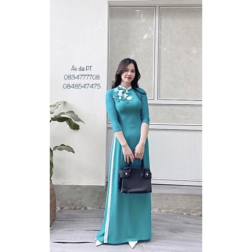 Áo dài đính hoa nổi sang chảnh. chất lụa Nhật cao cấp