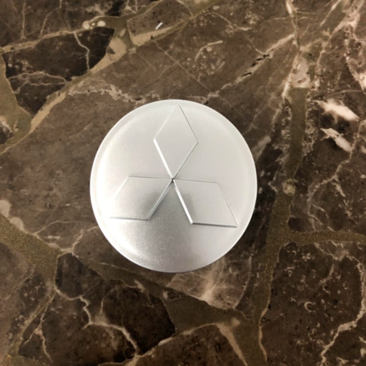 Bộ 4 Chiếc Logo Chụp Mâm, Ốp Lazang Bánh Xe Mitsubishi Đường Kính 60mm Màu Bạc Đen