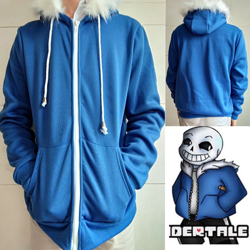 Áo Khoác cosplay Nhân Vật undertale sans Màu Đen Có Mũ Và Dây Kéo 2 Phong Cách Cho Nam