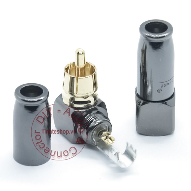 2 chiếc - Đầu hàn rắc cắm dây AV RCA Coaxial SPDIF vuông góc Goldsnake gold 24K