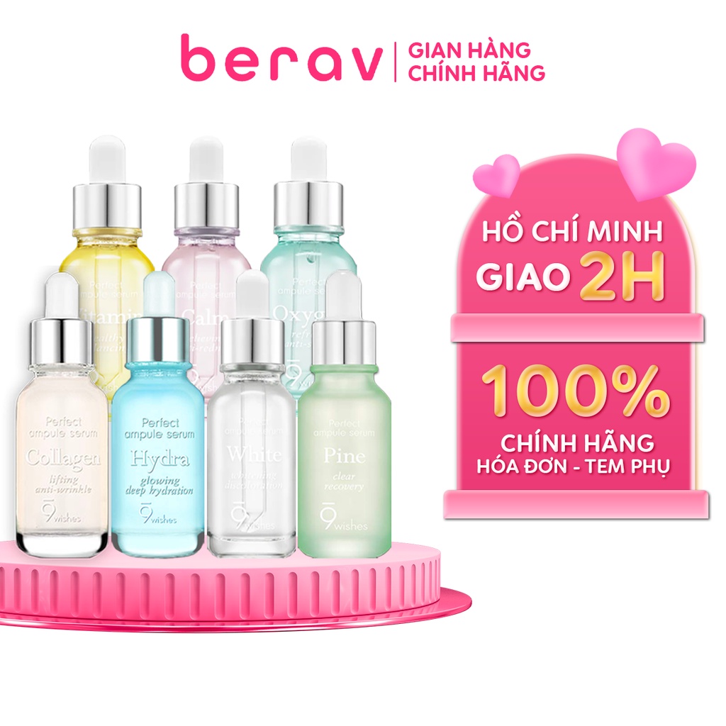 Tinh Chất Serum 9Wishes Ampule Serum Cấp Ẩm, Dưỡng Trắng, Chống Lão Hóa, Giảm mụn, Làm Dịu Da 25ml