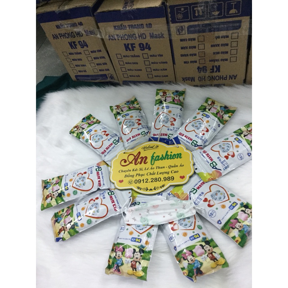 Combo 10 gói Khẩu trang KF94 cho bé gói 10 cái 4 lớp kháng khuẩn an toàn thời trang