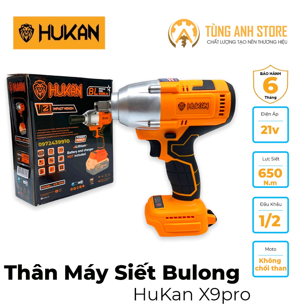 Thân Máy Siết Bulong HUKAN X9pro lực siết 650N.m tặng kèm túi đeo HUKAN chính hãng