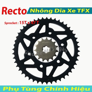 Nhông 15T và Dĩa 47T Recto xe Yamaha TFX, Exciter 150