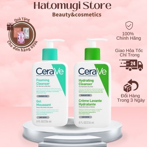 Sữa rửa mặt Cerave / Sữa Rửa Mặt Dịu Nhẹ Làm Sạch Sâu Cerave (Da Dầu, Da Khô ,Da Thường)