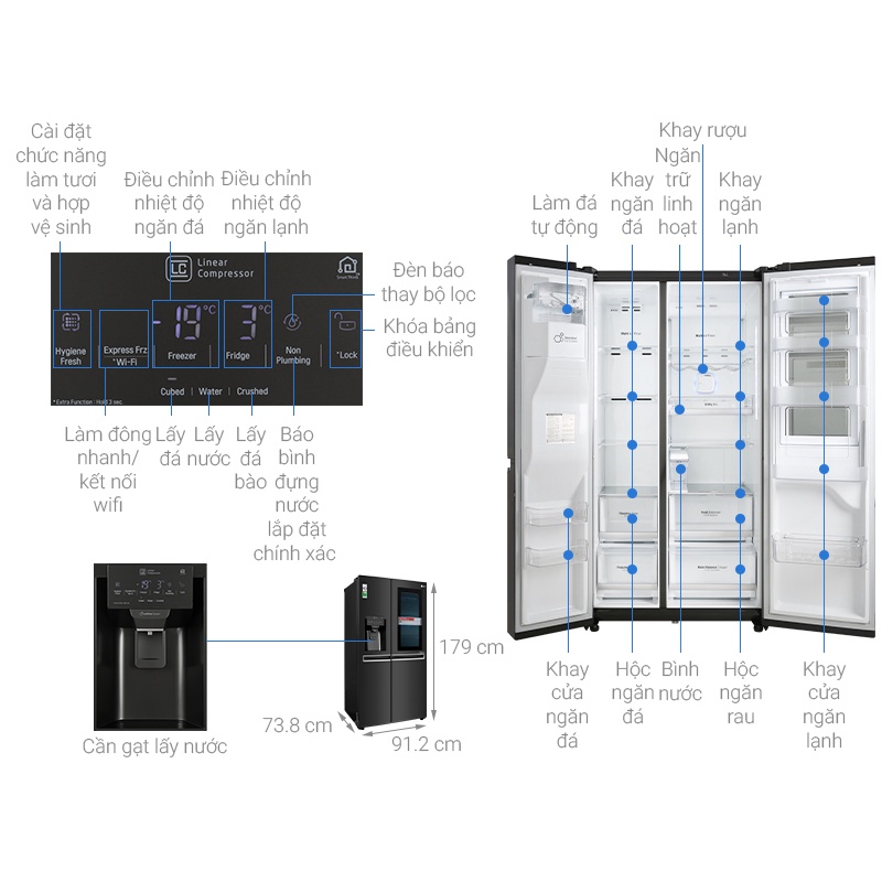 Tủ Lạnh LG Inverter 601L X247MC - Cam Kết Hàng Chính Hãng 100%