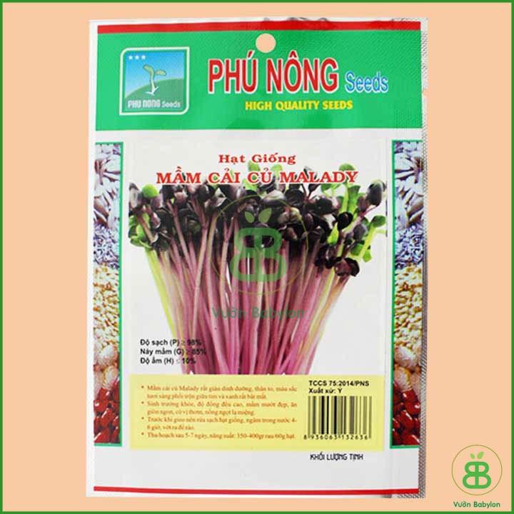 Hạt Giống Mầm Củ Cải Malady 30Gr - Hạt Giống Rau Mầm Củ Cải Đỏ Giòn Ngọt, Nhanh Thu Hoạch