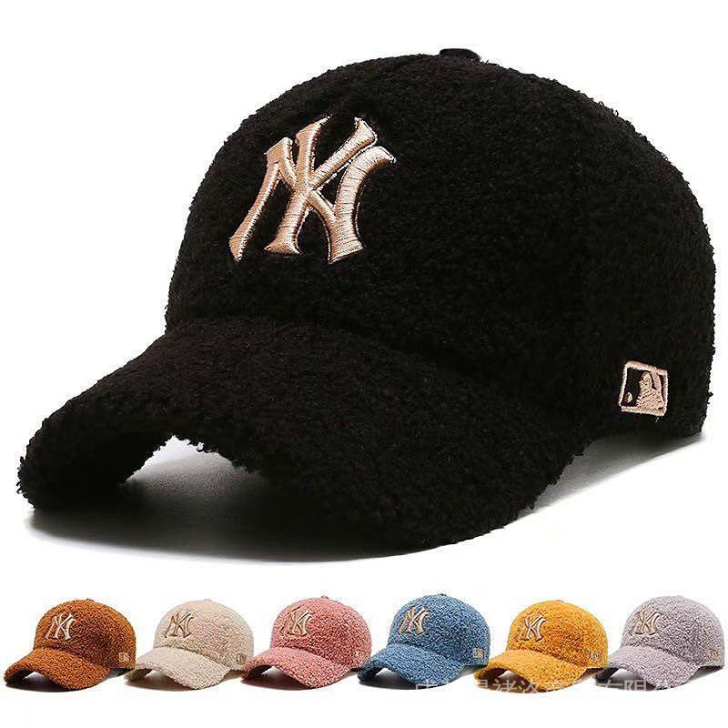 MLB Mũ Len Lông Cừu Dày Dặn Thêu Chữ NY Phong Cách Châu Âu Thời Trang Cho Nam GM5