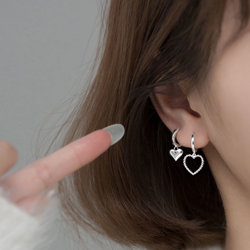 Khuyên Tai Hình Trái Tim Đính Hạt Dễ Thương 191186Áo Kiểu Hàn Quốc Thiết Kế Đơn Giản Dễ Phối Đồ