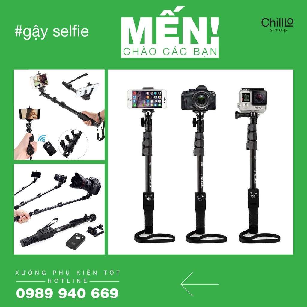 Gậy Tự Sướng Đa Năng YUNTENG YT-1288 - Hỗ Trợ Remote Bluetooth - Gậy Selfie cho Điện Thoại / Camera/ Máy ảnh DSLR/ GoPro