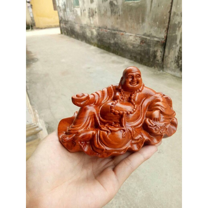 Tượng Phật Di Lặc  gỗ Hương Đình Mini liền khối để ô tô, bàn làm việc - Hàng Cao Cấp Siêu Thơm