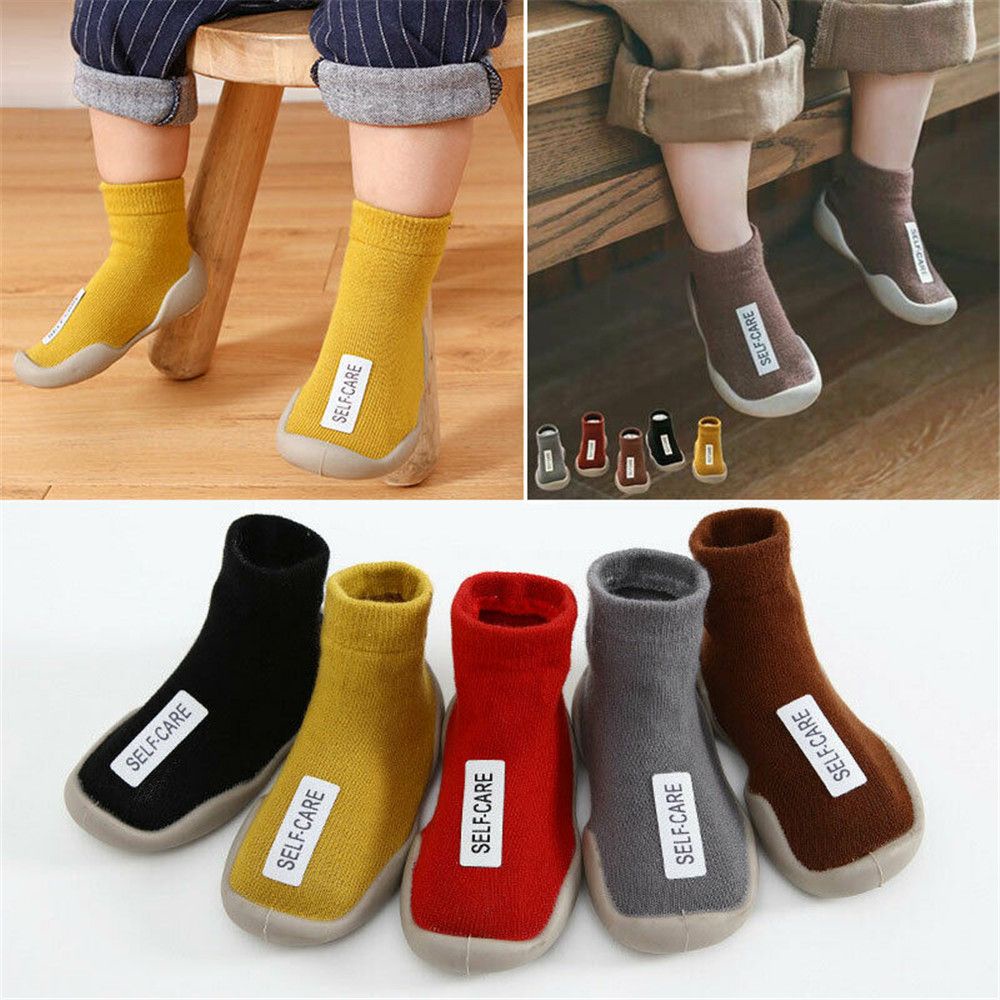Giày vớ cotton mềm chống trượt giữ ấm mùa đông cho bé 6-30 tháng tuổi