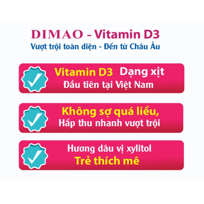 (Chính Hãng + Tặng Quà) Dimao - Vitamin D3 400UI dạng xịt - Tăng Cường Hấp Thu Canxi