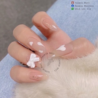 [Mã NHUQAD giảm 10% đơn 100k][ NAIL BOX ] Nailbox móng úp thiết kế sẵn mẫu thạch nude đính charm nơ