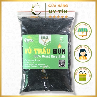 Vỏ Trấu Hun Cali Farm (Tro Trấu) giá thể trộn đất trồng rau, hoa kiểng và  trồng cây túi 2dm3