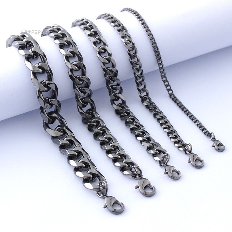 Vòng Tay Chuỗi Xích 3 / 5 / 7 / 9 / 11mm Màu Đen / Bạc / Vàng Cho Nam