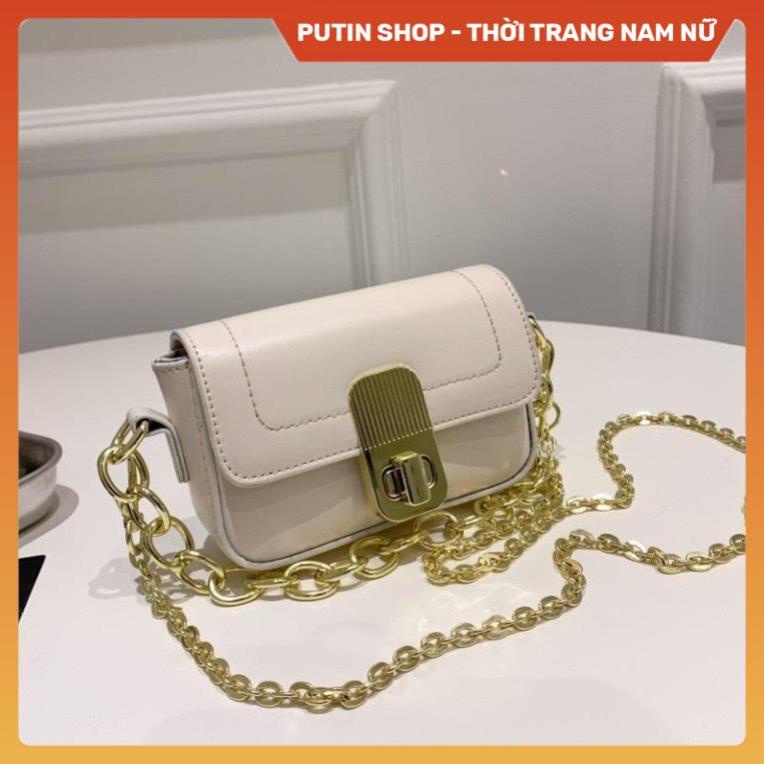 Túi Xách Nữ Mini Xinh Xắn Thời Trang Phong Cách Hàn Quốc , Túi đeo chéo 3 màu  kèm dây xích bản to siêu đẹp