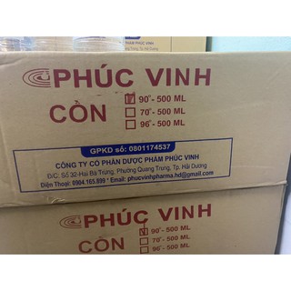 Cồn 90 độ  Phúc Vinh chai 500ml (rửa tay, vệ sinh dụng cụ, bề mặt,...)