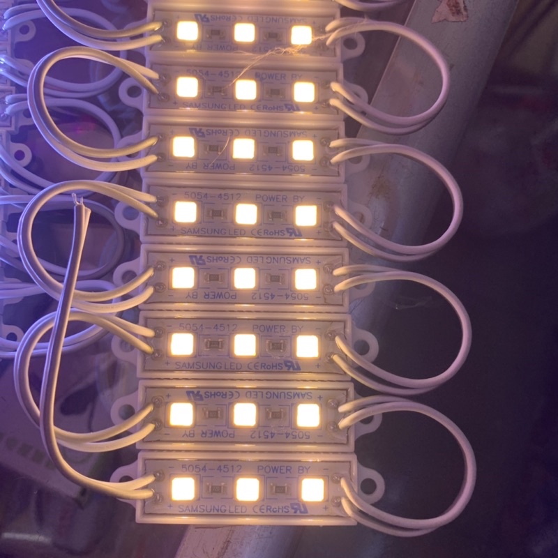 Đèn Led mdule, cụm 3 bóng, điện 12V, nhiều màu.