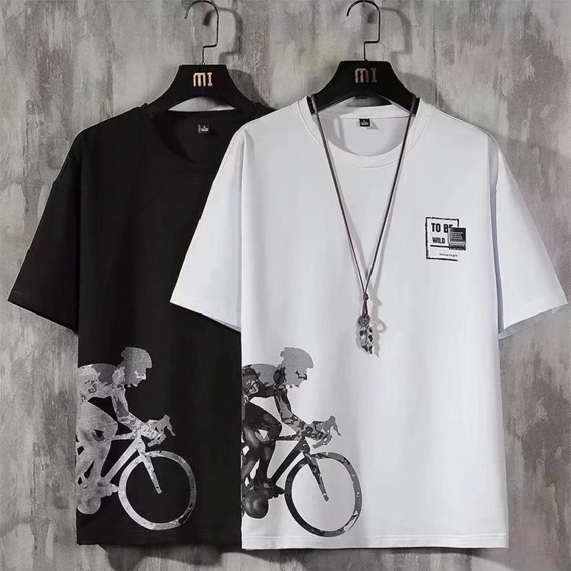 Bộ Đồ Thể Thao Áo Thun Cổ Thuyền Dáng Rộng In Họa Tiết Thời Trang Mùa Hè Hàn Quốc Cho Nam Cỡ M-3XL