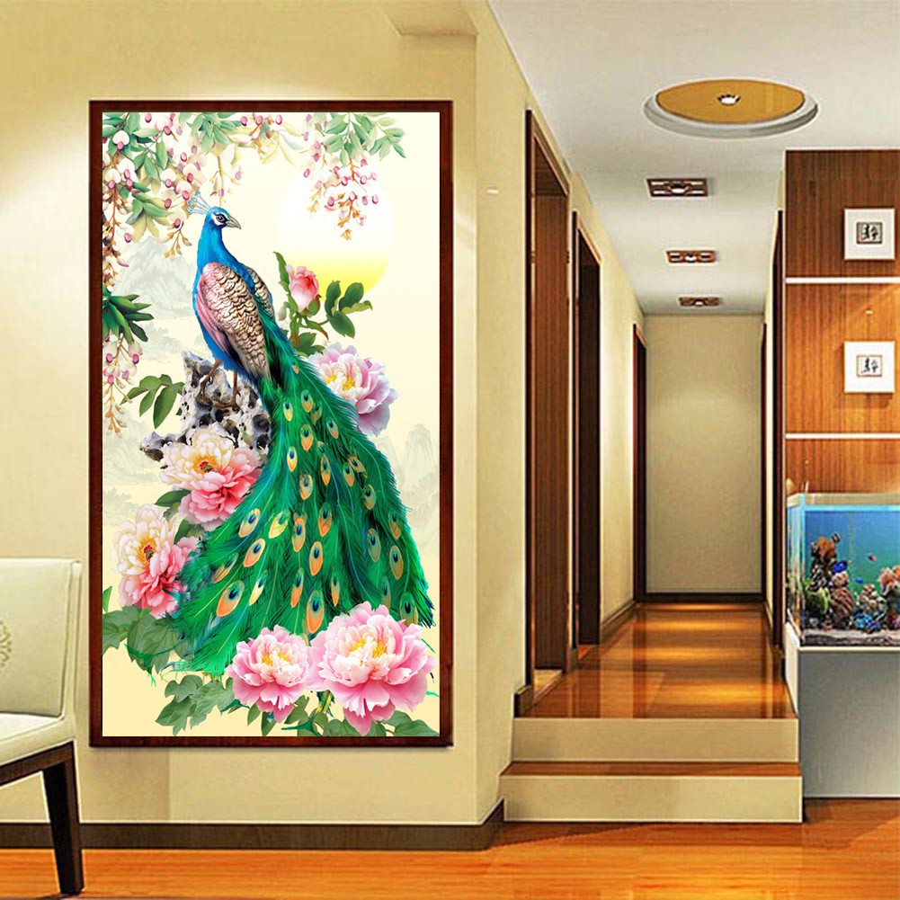 Tranh thêu đính đá tự làm hình công