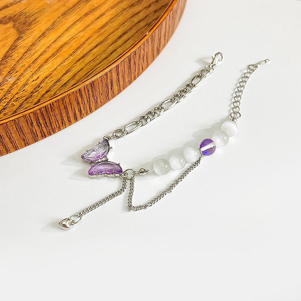 Vòng Tay Chuỗi Hạt Mặt Hình Bướm / Trái Tim Thời Trang Xinh Xắn Cho Nữ