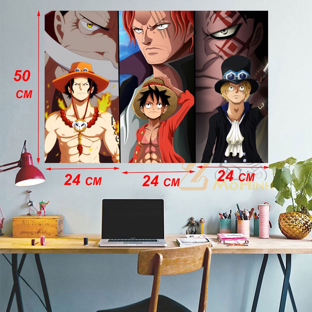 Bộ Poster One Piece Dán Tường chất liệu Decal - Tranh Nhân vật anime One Piece bóc dán dùng trang trí nội thất