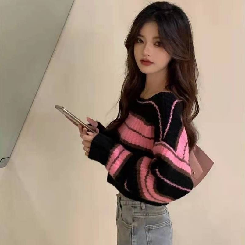Áo Sweater Dệt Kim Dáng Rộng Thiết Kế Mới Thời Trang Dành Cho Mùa Thu