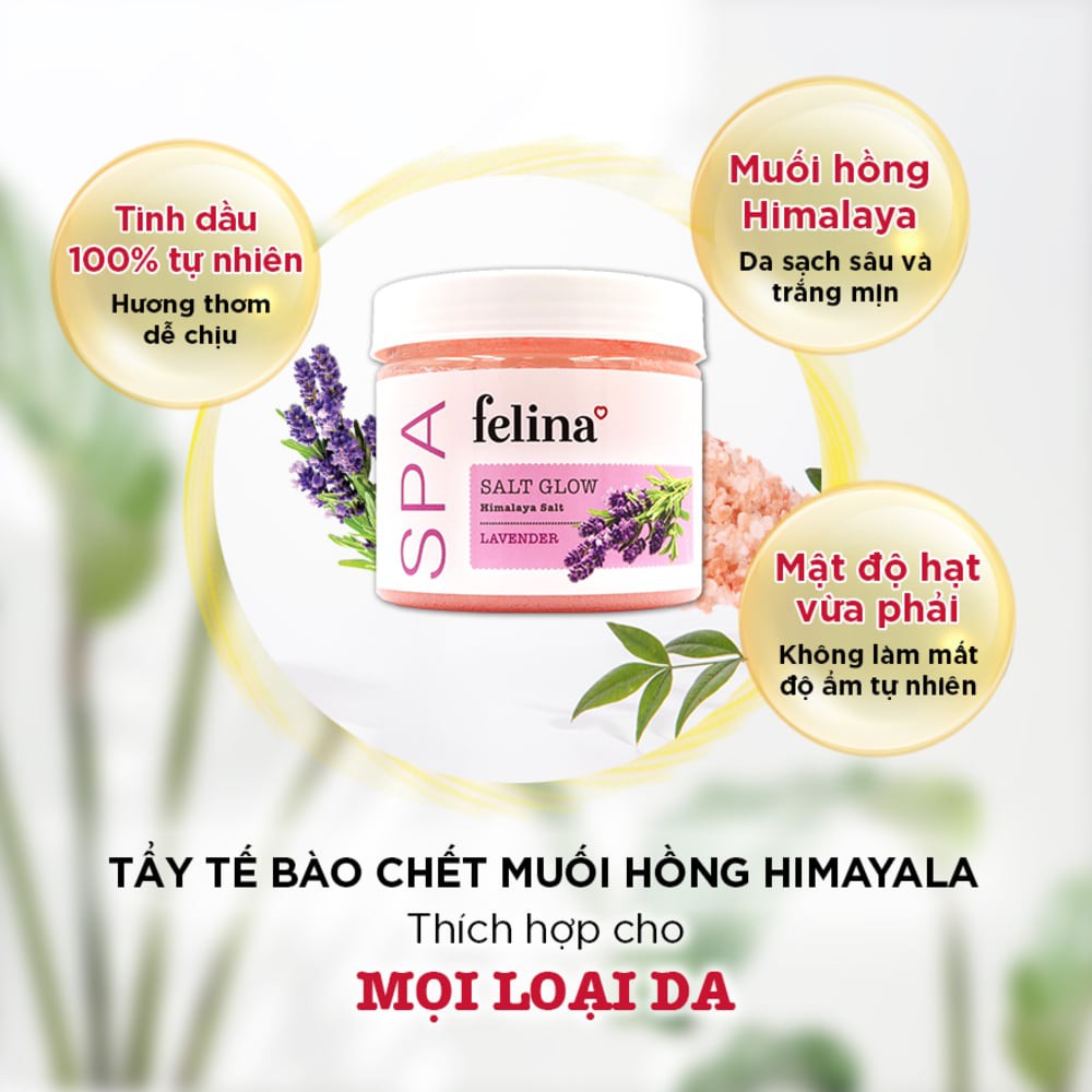 Muối Tắm Felina Salt Lavender Tẩy Tế Bào Da Chiết Xuất Hoa Oải Hương 500g