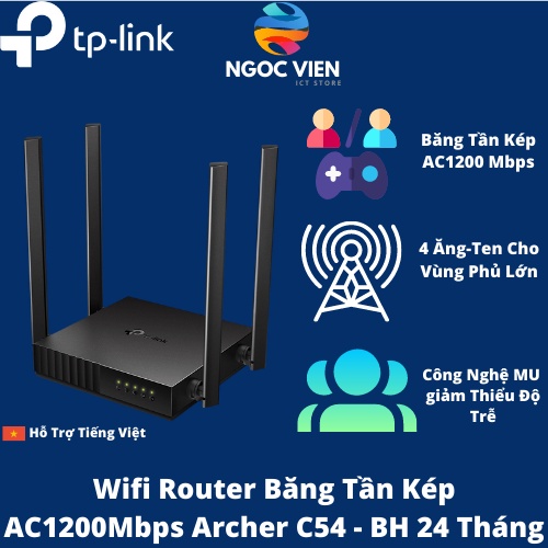 [Hỏa Tốc - HCM] Bộ Phát Wifi TP-Link Băng Tần Kép AC 1200 Archer C54 | Hàng Chính Hãng |Bảo Hành 24 Tháng |NgocvienStore