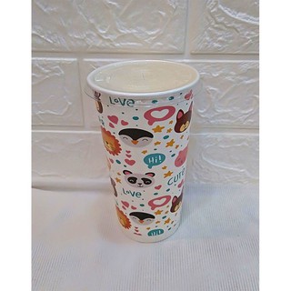 50 Ly Giấy In Hình Thú Cưng 22oz -650 ml Có Nắp | Ly giấy đựng trà sữa | Ly giấy 700ml | Cốc giấy | Ly giấy cafe