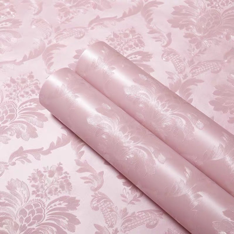 GIẤY DÁN TƯỜNG HỒNG HOA VĂN CHÌM KHỔ 1m22,GIẤY DÁN TƯỜNG PHỦ PVC KÈM KEO DÁN CHỐNG ẨM MỐC