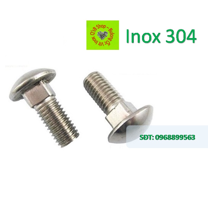 Bulong đầu tròn cổ vuông inox 304