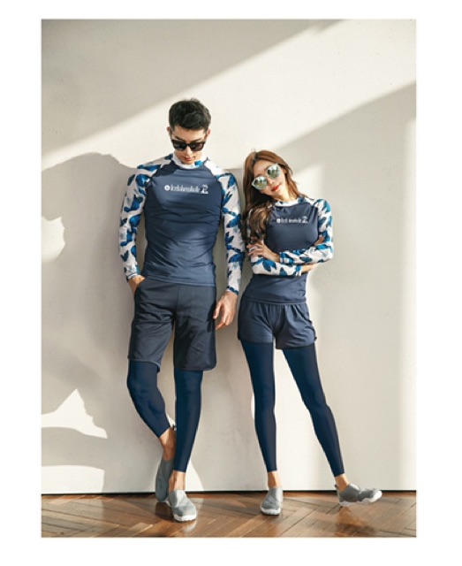 Bộ đồ bơi đôi nam , nữ dài tay tay lá trắng | BigBuy360 - bigbuy360.vn