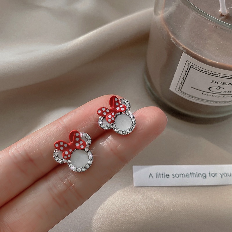 Bông Tai Hình Gấu Đính Đá Lấp Lánh Dễ Thương Phong Cách Hàn Quốc Cho Nữ