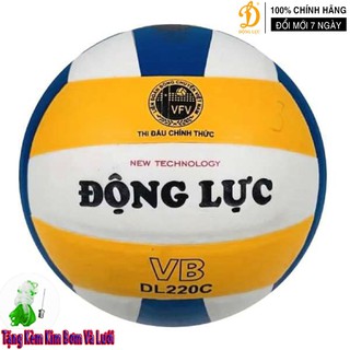 Bóng chuyền động lực dl 220c bằng da chính hãng tặng kèm kim bơm và lưới đựng bóng hàng chính hãng