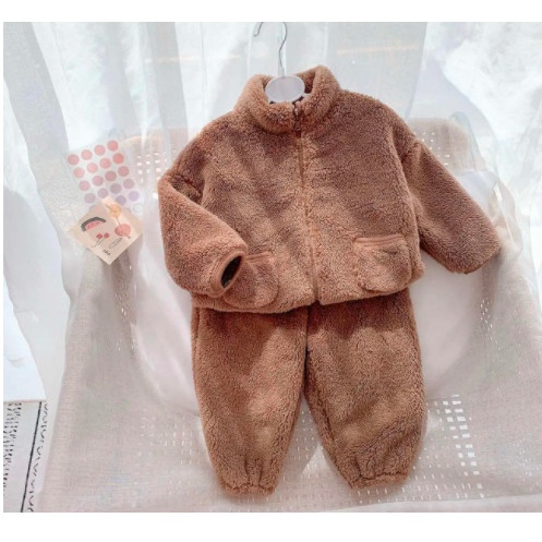 Bộ nỉ lông cừu kéo khoá siêu yêu dày đẹp trẻ em 2022