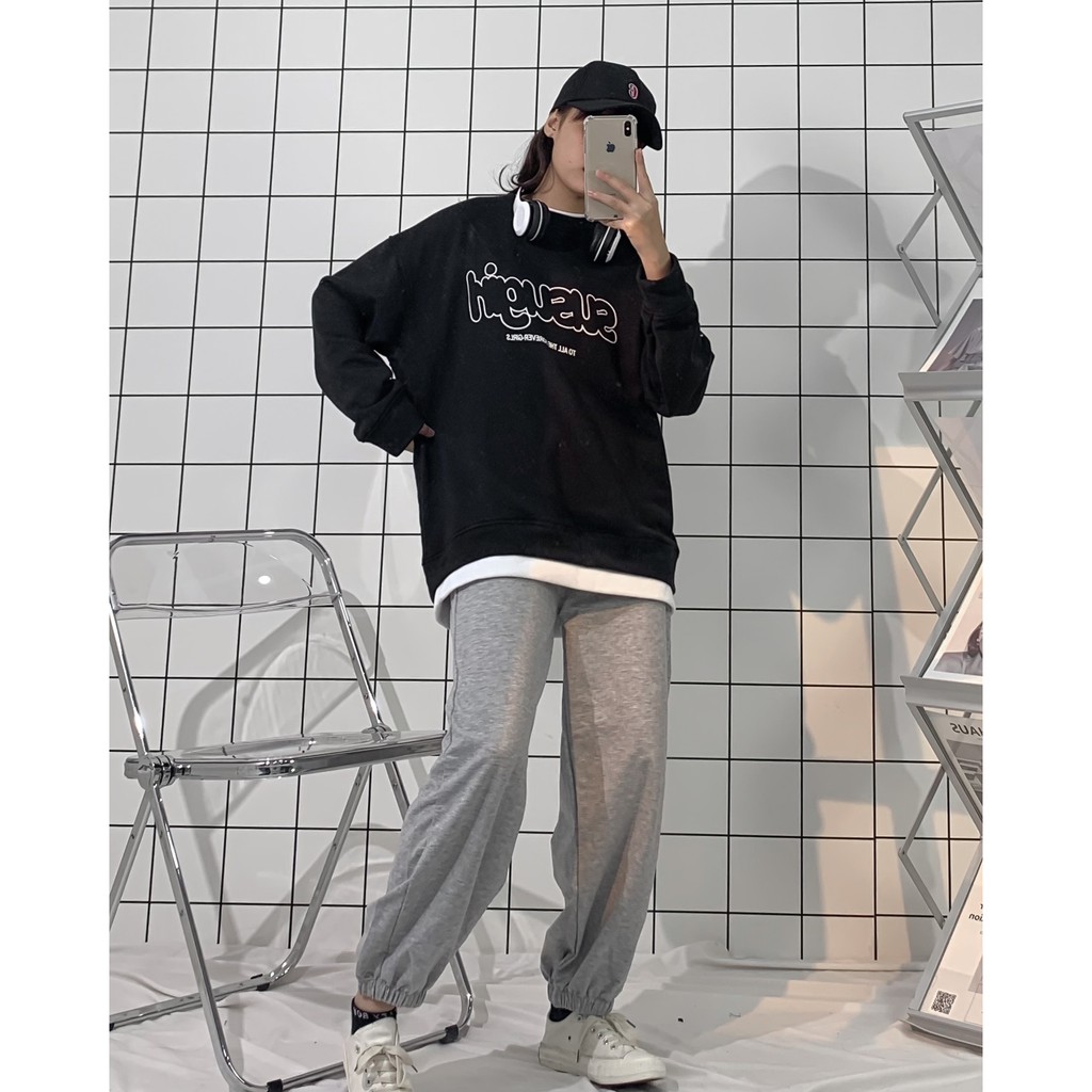 Áo Sweater Nữ Form Rộng Phối Layer Susu Vải Nỉ Bông Dày Dặn phong cách Ulzzang – Tuni Store