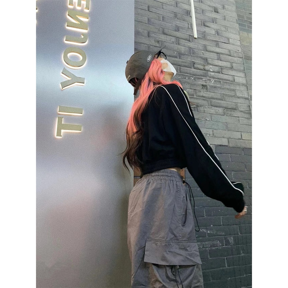 Cocory vn Quần Dài Lưng Cao Ống Rộng Phối Dây Rút Phong Cách Đường Phố Mỹ Cá Tính Cho Nữ