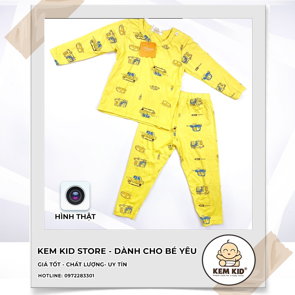 Bộ MIWOO KIDS dài tay họa tiết cute, vải thun lạnh siêu mát, mềm mịn thấm hút mồ hôi cho bé