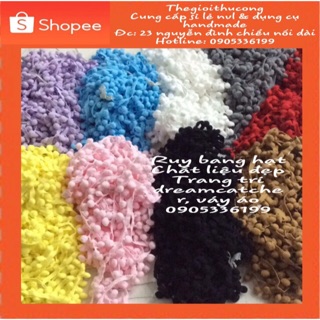 Dây ren pompom, ren viền quần áo,phụ liệu may mặc, ren trang trí, ren, ren hạt