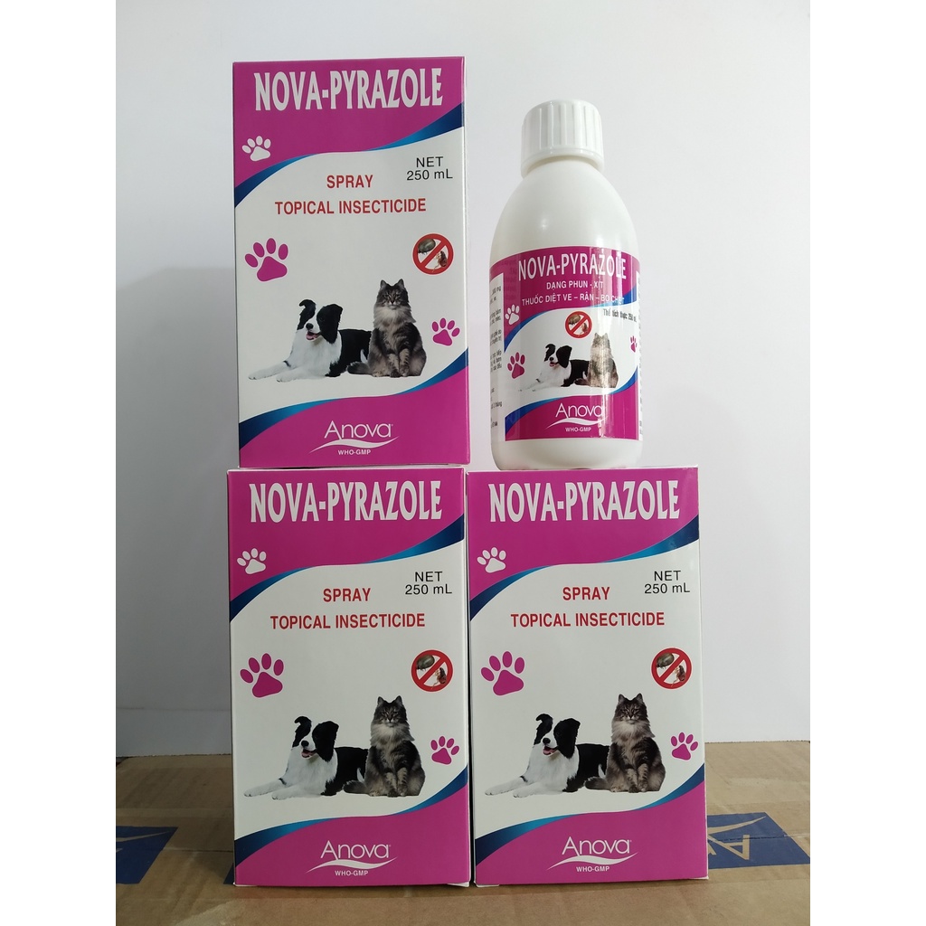Xịt Ve- Rận-Bọ Chét Có Vòi Cho Chó Mèo Nova-Pyrazole 250ML