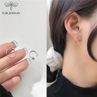Khuyên tai bạc unisex TLEE móc bi basic cá tính TLEE JEWELRY B0213