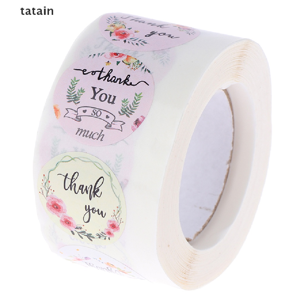 [TAT] 500pcs/roll round floral thank you stickers for package seal labels CVX