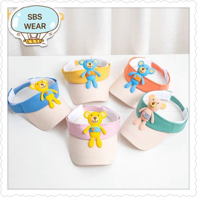 Mũ lưỡi trai hở chóp cho bé trai bé gái hoạ tiết thêu gấu , phù hợp 6 tháng - 4 tuổi