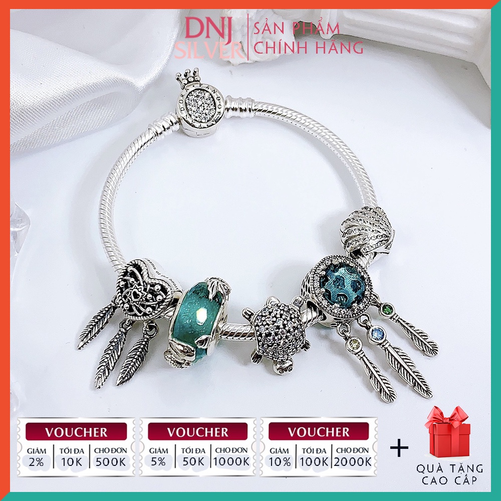 Vòng tay bạc 925 cao cấp - Vòng tay charm bạc tông màu xanh dương Ocean Love, mang chủ đề biển cả - DNB034