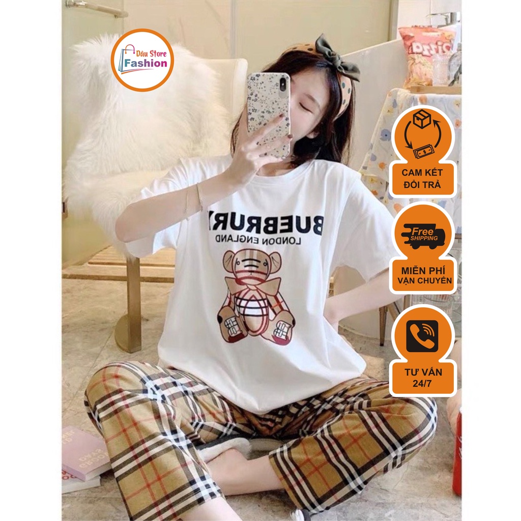 Bộ bầu - bộ sau sinh - cho con bú - chất liệu coton - mềm - mịn - mát ( gấu BUEBRURY - TNQD )