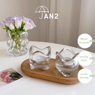 Giá đựng nến thủy tinh ~ chân nến thủy tinh thiết kế phong cách Hàn Quốc | JAN2DECOR